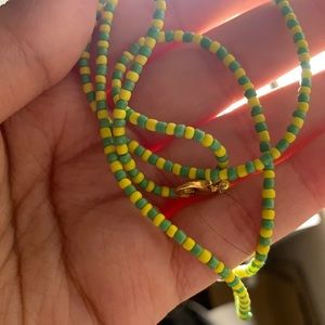 green and yellow waist beads